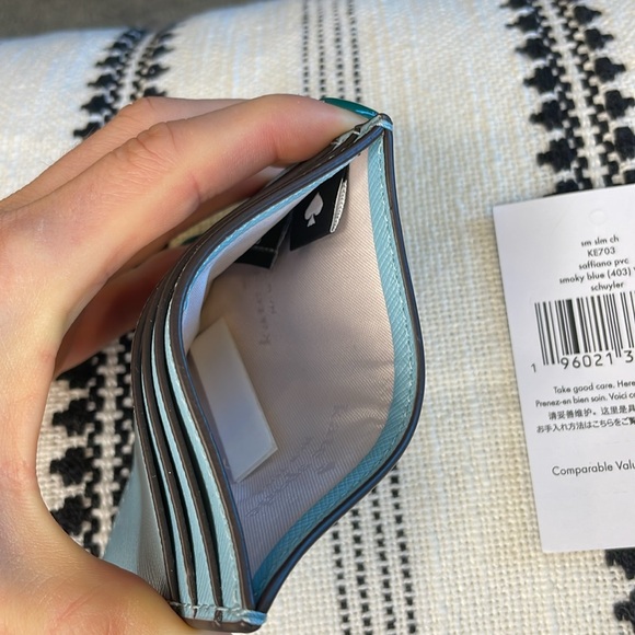 NWT Kate Spade New York Schuyler Small Slim Card Holder - Smoky Blue - Picture 8 of 12